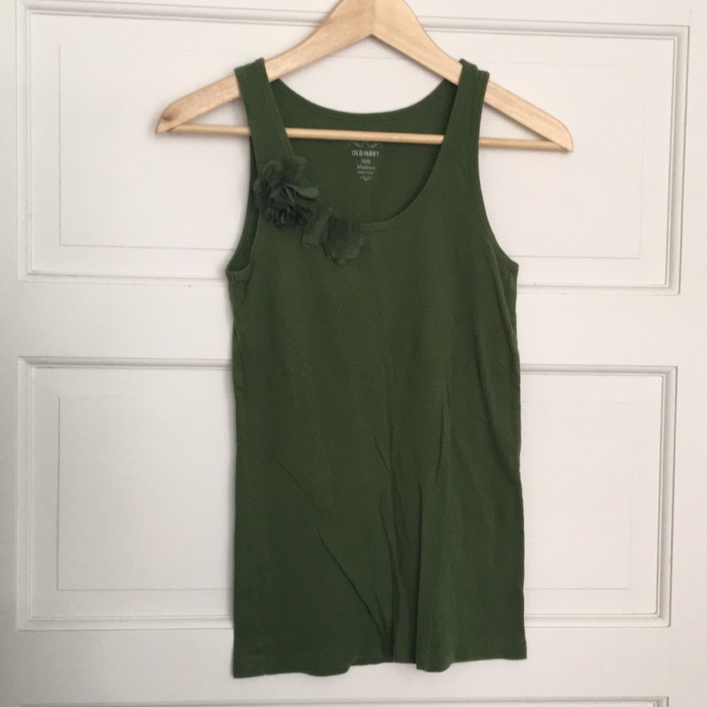 Old navy forest green tank with ruffle